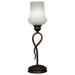 Toltec Lighting - Toltec Lighting 35-BRZ-681 Leaf - 5.5." One Light Mini Table Lamp - Leaf Mini Table Lamp Shown In Bronze Finish With 5.5" Cayenne Linen Glass.Assembly Required: TRUE Shade Included: TRUE Warranty: 1 Year* Number of Bulbs: 1*Wattage: 75W* BulbType: Medium Base* Bulb Included: No
