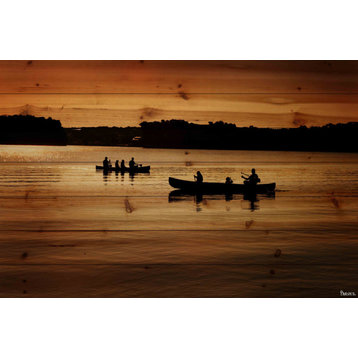 "Canoeing" UV Ink Print on Natural Pine Wood, 60"x40"