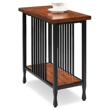 Leick Furniture Ironcraft Wood Narrow End Table in Burnished Oak