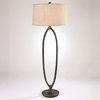 Dramatic Open Oval Textured Bronze Metal Floor Lamp 67 in Minimalist Rustic