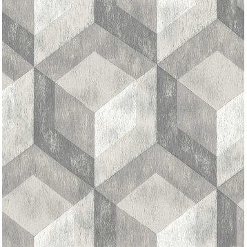 2701-22306 Rustic Wood Tile Ash Geometric Wallpaper Non Woven Modern Style
