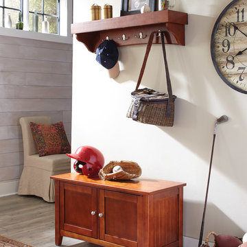 Storage Bench and Coat Hook Tray in Cherry Finish