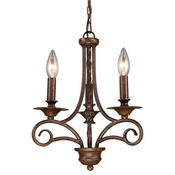 Traditional Cottage Three Light Chandelier in Antique Bronze Finish