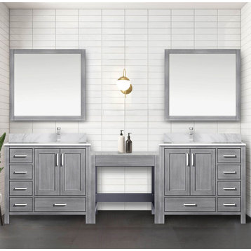 Lexora Coraline Double Bath Vanity Distressed Gray 102 With Countertop & Mirror