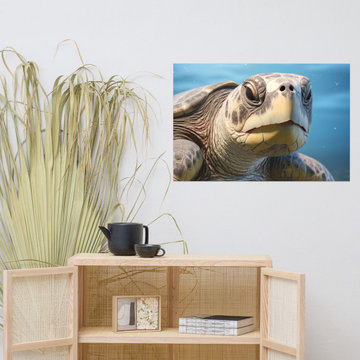 Ancient Eyes Olive Ridley Turtle Close-up Photorealism Painting Coastal Wall Art