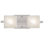Besa Lighting - Besa Lighting 2WS-7873GL-LED-SN Paolo - 14.63" 10W 2 LED Bath Vanity - Contemporary Paolo enclosed half-cylinder design features handcrafted glass. This modern wall light offers flexible design potential for a variety of bath/vanity decorating schemes. Mount horizontally or vertically. ADA-Compliant. Our Opal glass is a soft white cased glass that can suit any classic or modern decor. Opal has a very tranquil glow that is pleasing in appearance. The smooth satin finish on the clear outer layer is a result of an extensive etching process. This blown glass is handcrafted by a skilled artisan, utilizing century-old techniques passed down from generation to generation. The vanity fixture is equipped with plated steel square lamp holders mounted to linear rectangular tubing, and a low profile square canopy cover. These stylish and functional luminaries are offered in a beautiful Chrome finish.  Mounting Direction: Horizontal/Vertical  Shade Included: TRUE  Dimable: TRUE  Color Temperature:   Lumens: 450  CRI: +  Rated Life: 25000 HoursPaolo 14.63" 10W 2 LED Bath Vanity Chrome Glitter GlassUL: Suitable for damp locations, *Energy Star Qualified: n/a  *ADA Certified: YES *Number of Lights: Lamp: 2-*Wattage:5w LED bulb(s) *Bulb Included:Yes *Bulb Type:LED *Finish Type:Chrome