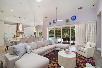 Example of a transitional family room design in Cincinnati
