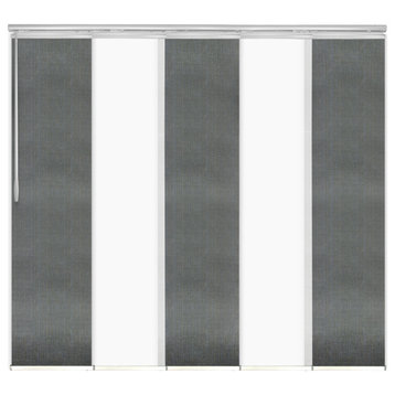 Navajo White-Stormy 5-Panel Track Extendable Vertical Blinds 58-110"x94"
