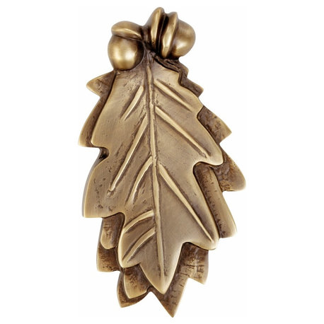 Antique Brass Oak Leaf Door Knocker 6" H x 3" W Tarnish Resistant Brass