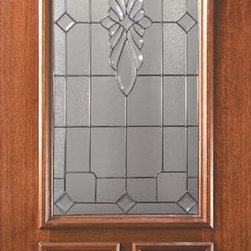 Slab Front Single Door 96 Mahogany Versailles 2 Panel 2/3 Lite Glass - Front Doors