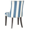 De De 19"H Awning Stripes Dining Chair, Set of 2, Silver Nail Heads Blue