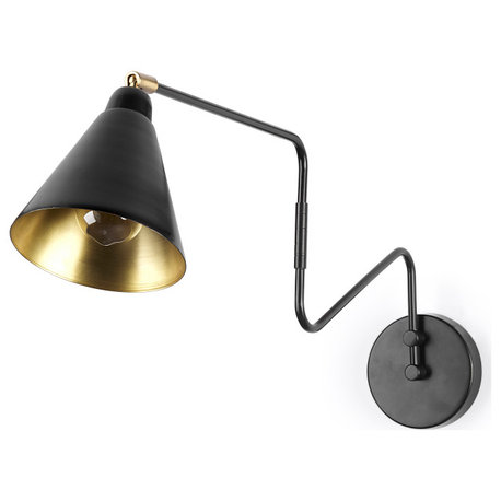 Cobalt 6Lx32W Black Metal Cone Shaped Swivel Wall Sconce