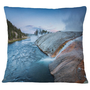 Midway Geyser Basin in Yellowstone Seashore Throw Pillow, 18"x18"