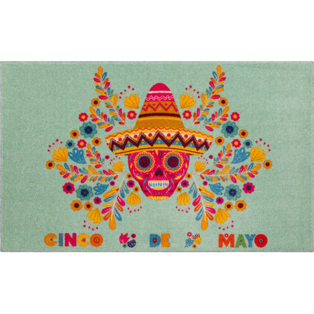 Cinco De Mayo Skull Area Rug, Multi, 2' x 3' 4"