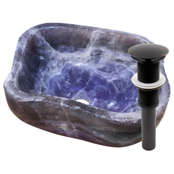 Novatto Natural Purple Onyx Irregular Stone Vessel Bathroom Sink with Drain, Oil Rubbed Bronze