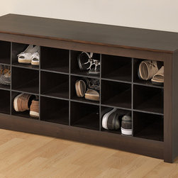 Prepac Espresso Shoe Cubbie Bench - Shoe Storage