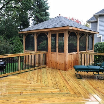 Cedar Gazebo with Wood Deck and Belgard Paver Patio in Itasca, IL