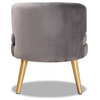 Davina Glam Luxe Gray Velvet Fabric and Gold Wood Accent Chair