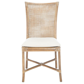 Safavieh Chiara Rattn Accent Chair, White/Grey White Wash