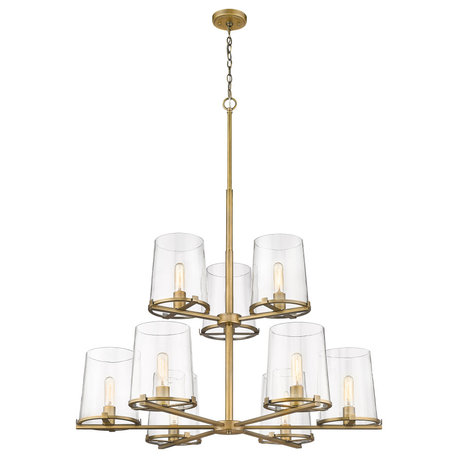 Zlite 3032-9RB 9-Light Chandelier, Clear