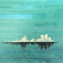 Blue Cityscape - Mixed Media Art