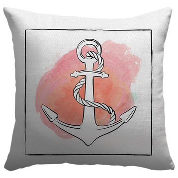 "Anchor - Coastal Watercolor" Pillow 16"x16"