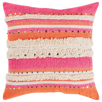 Temara TMA-001 Pillow Cover, Bright Pink, 20"x20", Pillow Cover Only