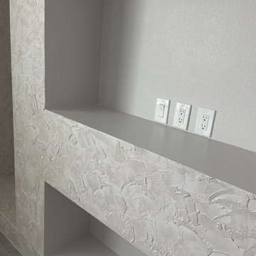 Custom Drywall Feature Wall with Fireplace & TV Integration