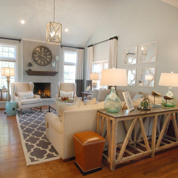 Aqua & Gray Geometric Rug Family Room