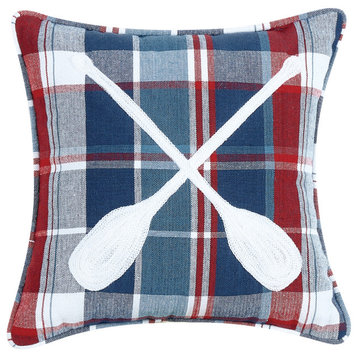 Picnic Plaid Oars Embroidered Pillow