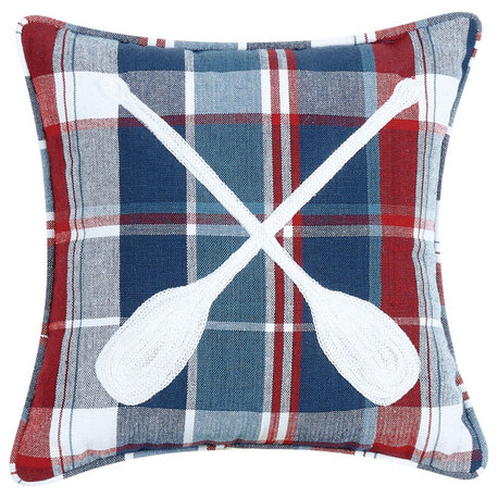 Picnic Plaid Oars Embroidered Pillow