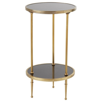 Petite 2 Tiered Table, Antique Brass