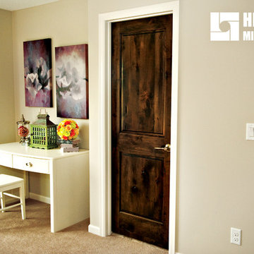 Knotty Alder Stained Dark with White Trim