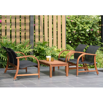 Amazonia Manhattan 4-Piece Patio Deep Seating Set | Eucalyptus Wood