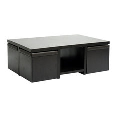 Most Por Dark Wood Coffee Tables Houzz Baxton Studio Prescott Modern Table And Stool Set With Hidden Storage Coffee
