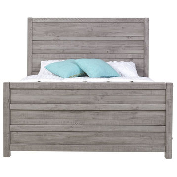 Camaflexi Carmel Solid Wood King Bed in Antique Gray