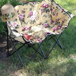 Chintz Roses Loveseat Lawn Chair - Outdoor Loveseats