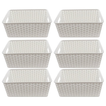 Plastic Rattan Storage Box Basket Organizer Large, ba426, White, 6