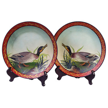 Duck Plates and Plate Stands, Set of 2