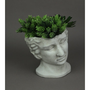 Resin Classic Greek Statue Head Planter Decorative Bust Flower Pot Plant Vase