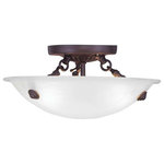 Livex Lighting - Oasis Ceiling Mount, Bronze - This ceiling mount features contour lines and a bowed profile. With an understated design, this piece is perfect for any space in your home. Featuring a white alabaster glass and bronze finish, this fixture will effortlessly blend with your existing d�cor.