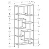 Bookcase - 72"H / Silver Metal With Tempered Glass