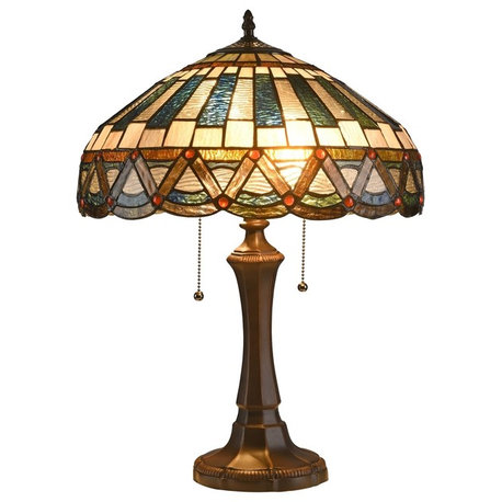 Chloe Lighting Courtland Tiffany-Style 2-Light Table Lamp, 16" Shade