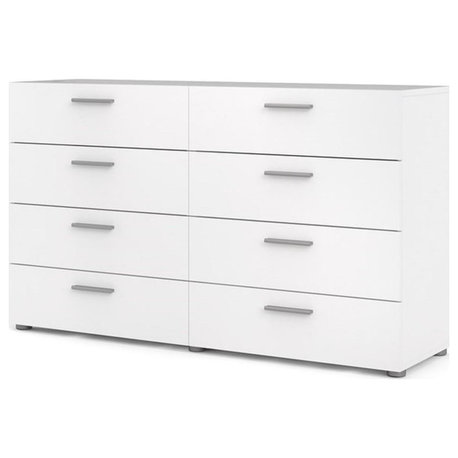 Atlin Designs Engineered Wood Contemporary Wood 8 Drawer Double Dresser in White