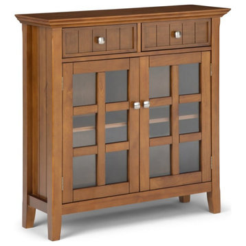 Pemberly Row Transitional Solid Wood 36" Entryway Cabinet in Light Golden Brown