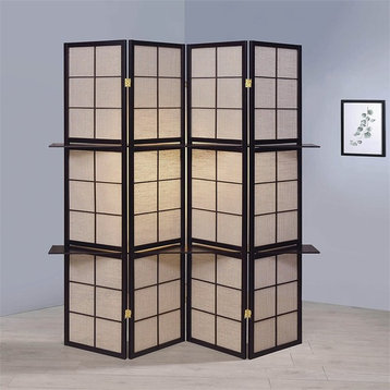 Coaster Transitional Wood Four Panels Folding Screen Room Divider in Cappuccino