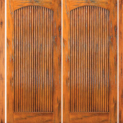 Exterior Prehung Double Door With Two Sidelights, Knotty Alder - Front Doors