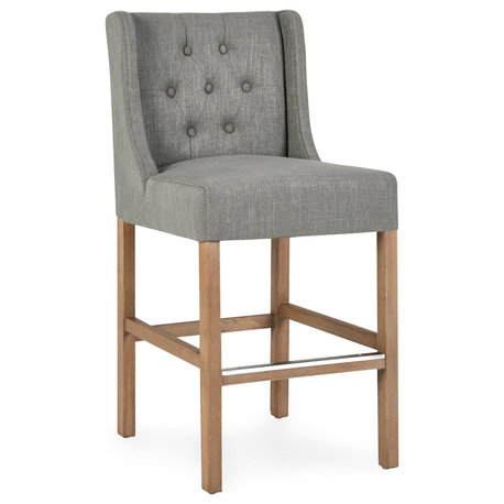 Home Karla Tufted 24" Counterstool by Kosas Home, Gray