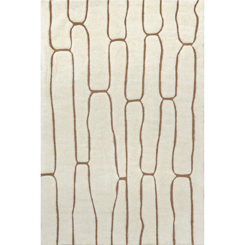 Arvin Olano Nazco Abstract New Zealand Wool Area Rug, Cream 2' 6" x 8'
