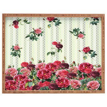 Belle13 Vintage Rose Pattern Rectangular Tray